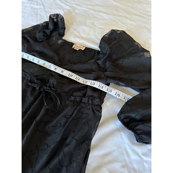 Bloomfield Women's Lace Dress Juniors Size M Black Lace Peasant Boho Ruffle Hem - Picture 10 of 12